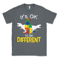 Charcoal Heather it’s ok to be different autism dinosaur Classic Tee - linhVisuals