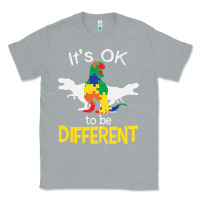 Heather Grey it’s ok to be different autism dinosaur Classic Tee - linhVisuals