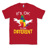 Red it’s ok to be different autism dinosaur Classic Tee - linhVisuals