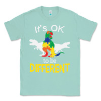 Seafoam it’s ok to be different autism dinosaur Classic Tee - linhVisuals