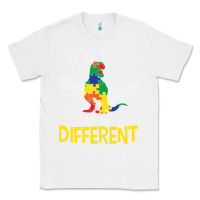 White it’s ok to be different autism dinosaur Classic Tee - linhVisuals