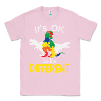 Bubblegum Pink it’s ok to be different autism dinosaur Classic Tee - linhVisuals