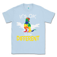Dusty Blue it’s ok to be different autism dinosaur Classic Tee - linhVisuals