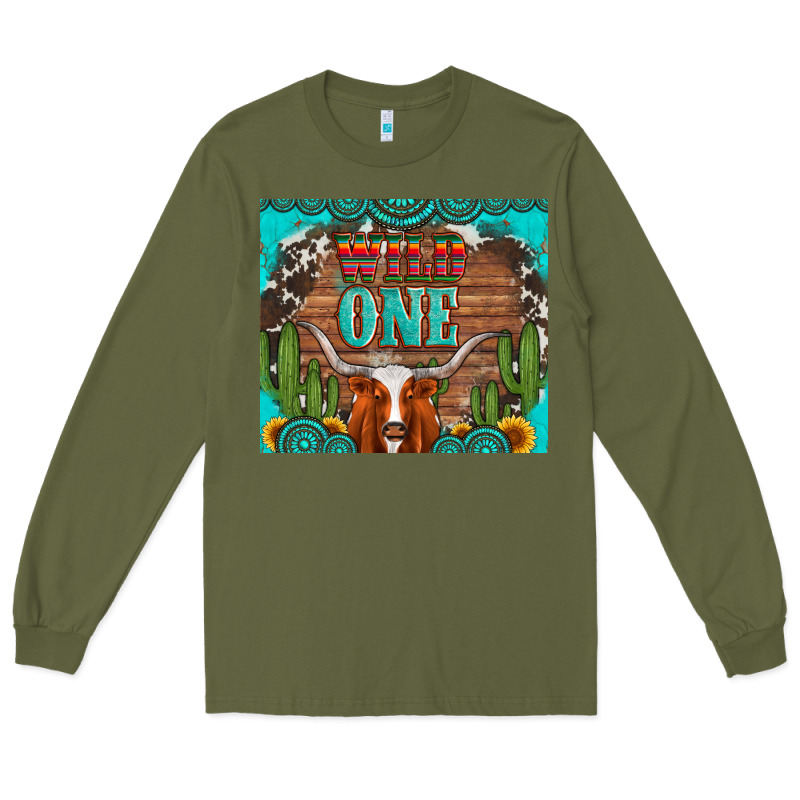 Wild One Longhorn Gemstones Cactus And Sunflowers Long Sleeve Tee by Artiststas | Teevron