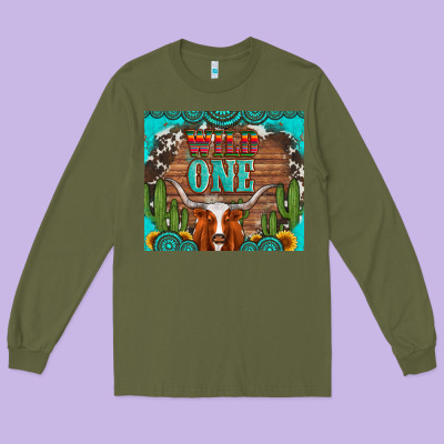 Wild One Longhorn Gemstones Cactus And Sunflowers Long Sleeve Tee Designed By Artiststas