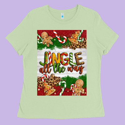 Christmas Jingle All The Way Ladies Tee Designed By Artiststas