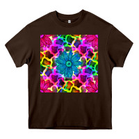 Chocolate Brown neon cowhide with flower seamless pattern Heavy Core Tee - BundleAndBundleShop