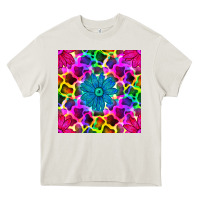 Cream neon cowhide with flower seamless pattern Heavy Core Tee - BundleAndBundleShop