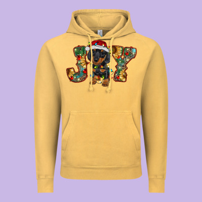 Dachshund Puppy Christmas Joy Vintage Hoodie Designed By Barkaloodesign