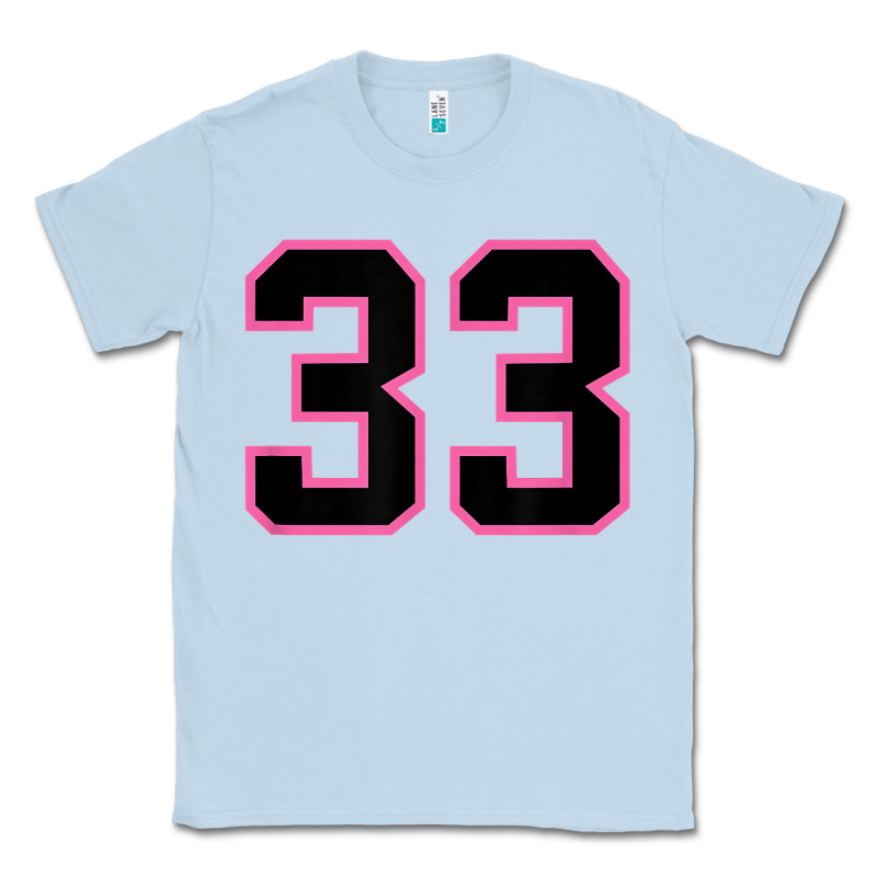 Number 33 Sports Jersey Athlete Fan Pink Black Lucky Number T Shirt Classic Tee by linhVisuals | Teevron
