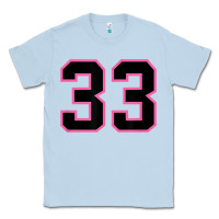 Dusty Blue number 33 sports jersey athlete fan pink black lucky number t shirt Classic Tee - linhVisuals