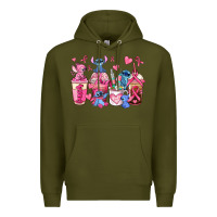 Army Green breast cancer stitch coffee cups Premium Hoodie - AdoDesignShop