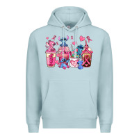 Blue Mist breast cancer stitch coffee cups Premium Hoodie - AdoDesignShop