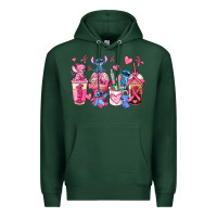 Sports Green breast cancer stitch coffee cups Premium Hoodie - AdoDesignShop