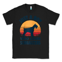 Black schnauzer just a boy who loves dogs men retro vintage sunset raglan ba Classic Tee - linhVisuals