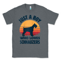 Charcoal Heather schnauzer just a boy who loves dogs men retro vintage sunset raglan ba Classic Tee - linhVisuals