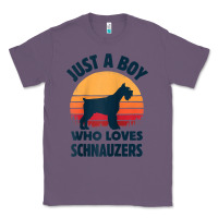 Lavender schnauzer just a boy who loves dogs men retro vintage sunset raglan ba Classic Tee - linhVisuals