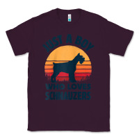Plum schnauzer just a boy who loves dogs men retro vintage sunset raglan ba Classic Tee - linhVisuals