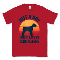 Red schnauzer just a boy who loves dogs men retro vintage sunset raglan ba Classic Tee - linhVisuals