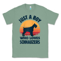 Sage schnauzer just a boy who loves dogs men retro vintage sunset raglan ba Classic Tee - linhVisuals