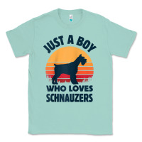Seafoam schnauzer just a boy who loves dogs men retro vintage sunset raglan ba Classic Tee - linhVisuals