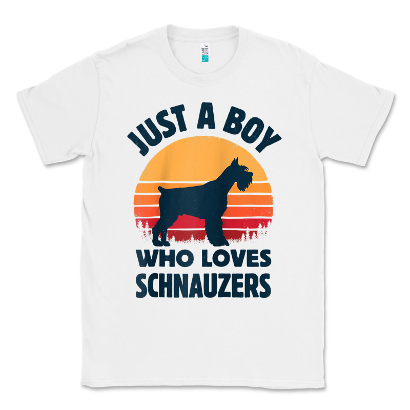 Schnauzer Just A Boy Who Loves Dogs Men Retro Vintage Sunset Raglan Ba Classic Tee by linhVisuals | Teevron