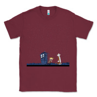 Burgundy newcalvin and hobbes night star tardis Classic Tee - linhVisuals