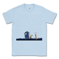 Dusty Blue newcalvin and hobbes night star tardis Classic Tee - linhVisuals