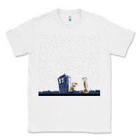 White newcalvin and hobbes night star tardis Classic Tee - linhVisuals