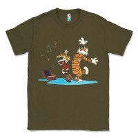 Army Green newcalvin and hobbes sing 09 Classic Tee - linhVisuals