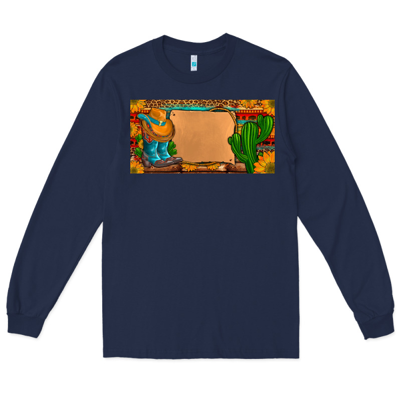 Custom Cowboy Boots Aztec Sunflowers Leopard License Plate Long Sleeve Tee by Artiststas | Teevron