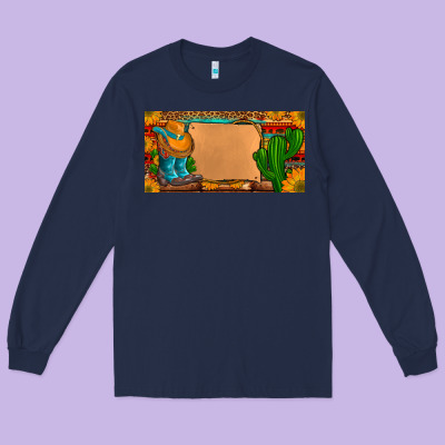 Custom Cowboy Boots Aztec Sunflowers Leopard License Plate Long Sleeve Tee Designed By Artiststas