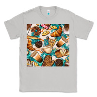 Moon Dust bakery coffee cups cookie and donut with turquoise glitter seamless pa Classic Tee - BundleAndBundleShop