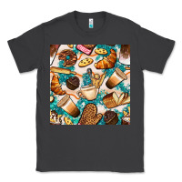 Smoke bakery coffee cups cookie and donut with turquoise glitter seamless pa Classic Tee - BundleAndBundleShop
