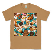 Toasted Coconut bakery coffee cups cookie and donut with turquoise glitter seamless pa Classic Tee - BundleAndBundleShop