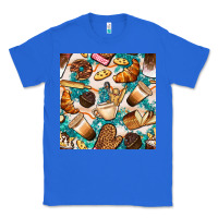 True Royal bakery coffee cups cookie and donut with turquoise glitter seamless pa Classic Tee - BundleAndBundleShop