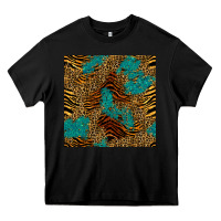 Black tiger leopard turquoise glitter seamless pattern Heavy Core Tee - BundleAndBundleShop