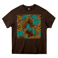 Chocolate Brown tiger leopard turquoise glitter seamless pattern Heavy Core Tee - BundleAndBundleShop