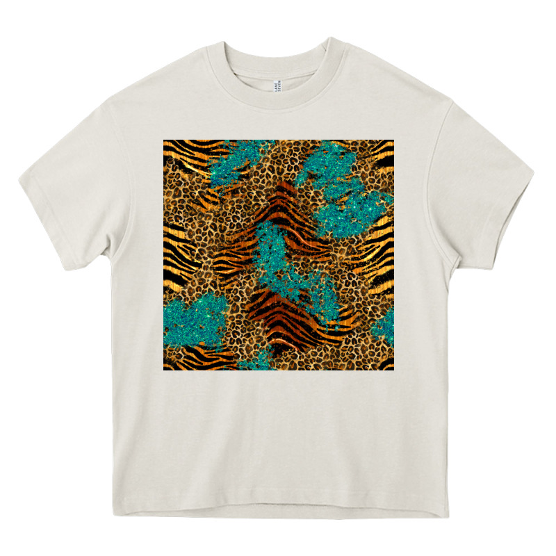 Tiger Leopard Turquoise Glitter Seamless Pattern Heavy Core Tee by BundleAndBundleShop | Teevron
