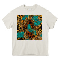 Cream tiger leopard turquoise glitter seamless pattern Heavy Core Tee - BundleAndBundleShop