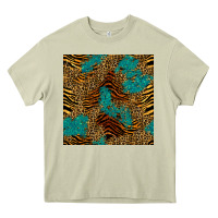 Mossy tiger leopard turquoise glitter seamless pattern Heavy Core Tee - BundleAndBundleShop