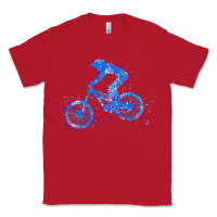 Red downhill mountain bike t  shirt downhill mountain bike jump blue water Classic Tee - linhVisuals
