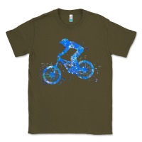 Army Green downhill mountain bike t  shirt downhill mountain bike jump blue water Classic Tee - linhVisuals