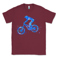 Burgundy downhill mountain bike t  shirt downhill mountain bike jump blue water Classic Tee - linhVisuals