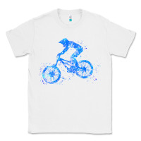 White downhill mountain bike t  shirt downhill mountain bike jump blue water Classic Tee - linhVisuals