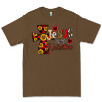 Cacao Jesus is My Valentine Cross Premium Tee - CowhideDigitalArt