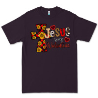 Plum Jesus is My Valentine Cross Premium Tee - CowhideDigitalArt