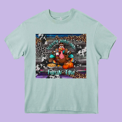 Turkey Wine And Feelin Fine Tumbler Heavy Core Tee Designed By Bundleandbundleshop