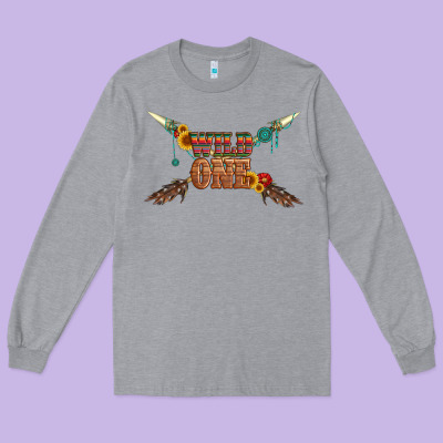 Wild One With Gemstone And Sunflower Long Sleeve Tee Designed By Artiststas