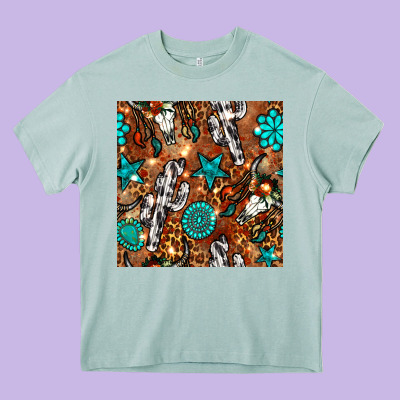 Western Gemstone Aztec Seamless Pattern Heavy Core Tee Designed By Bundleandbundleshop